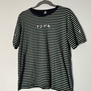 Striped green and White graphic tee